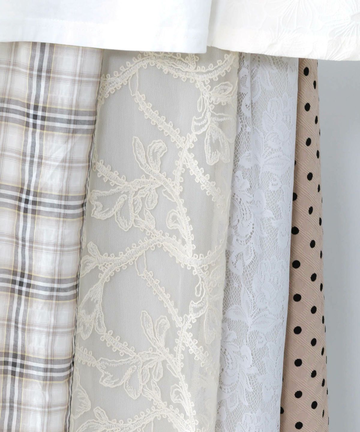 ドット×チェック×チュール×レース切替スカート-15