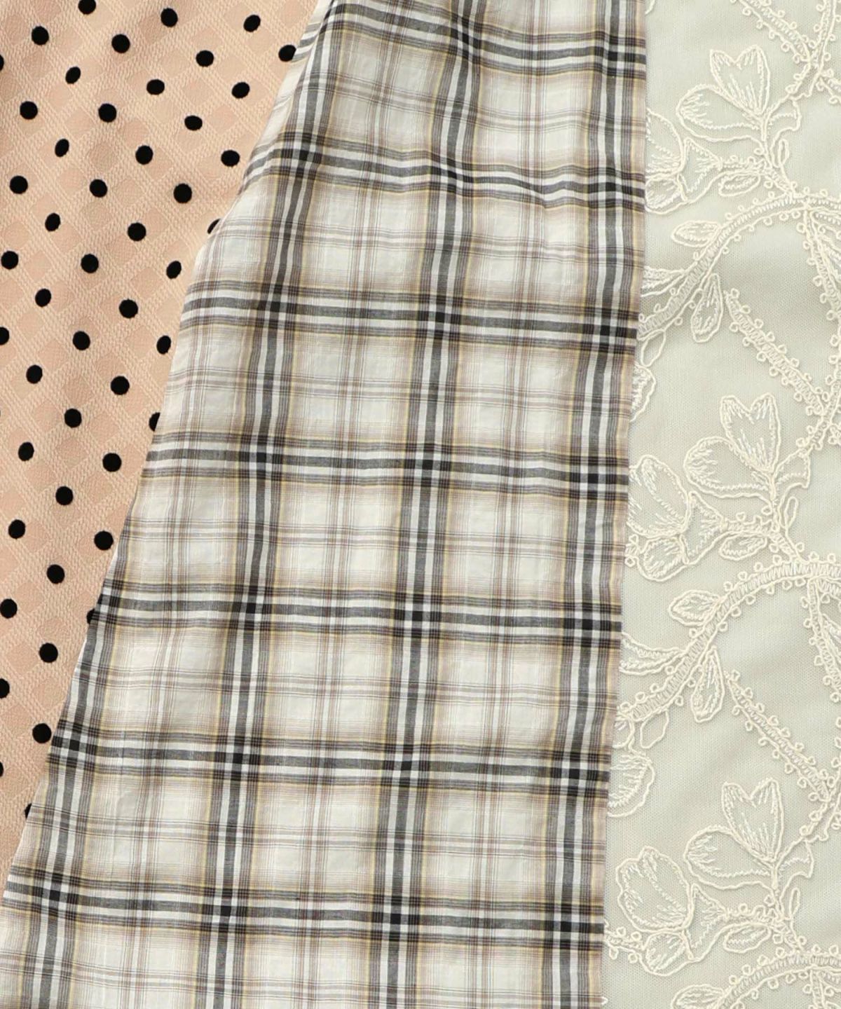 ドット×チェック×チュール×レース切替スカート-18