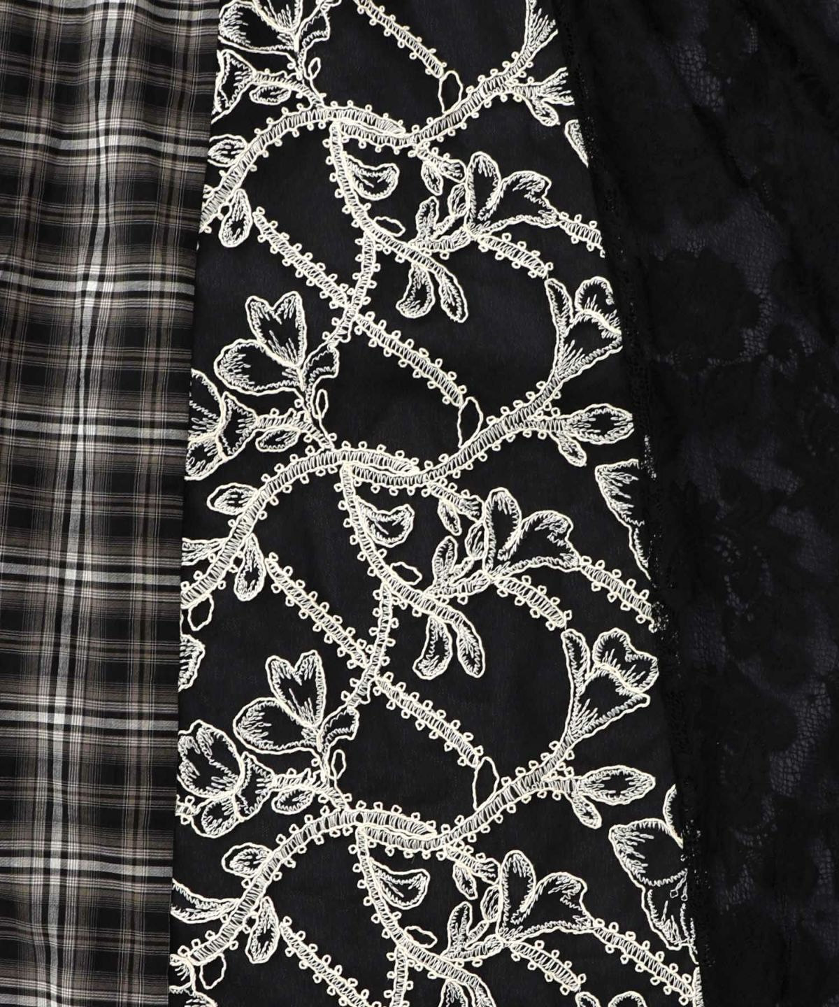 ドット×チェック×チュール×レース切替スカート-20