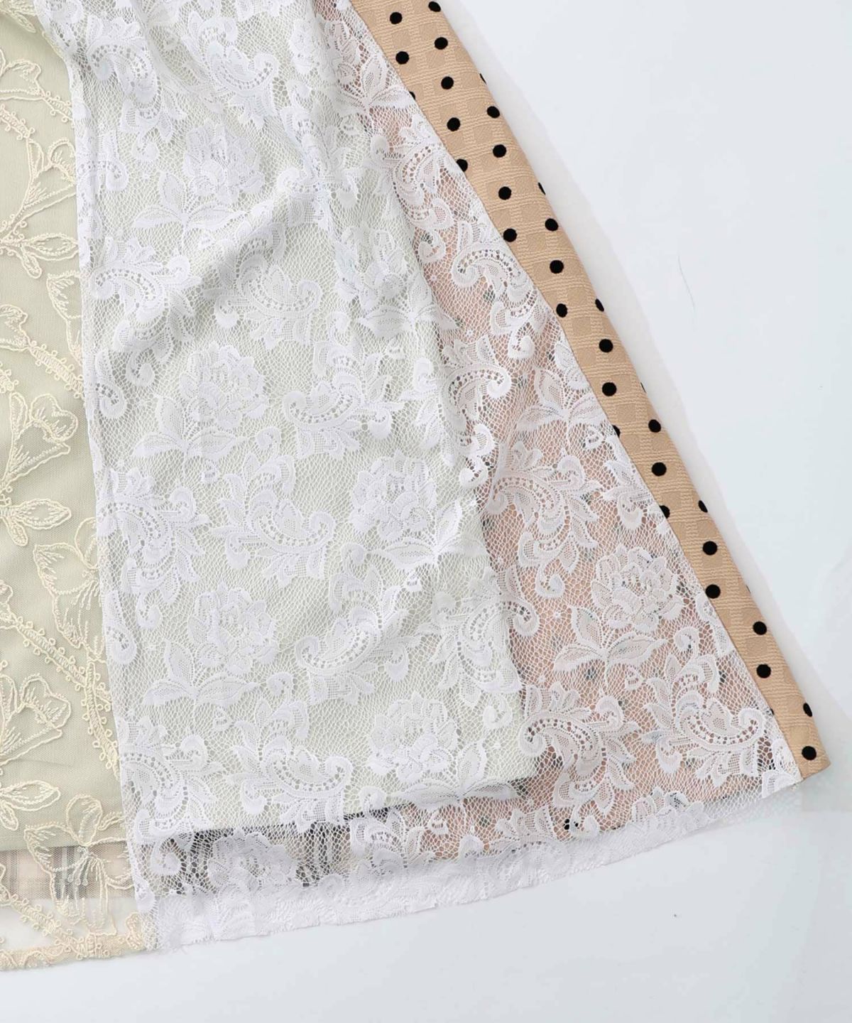 ドット×チェック×チュール×レース切替スカート-23