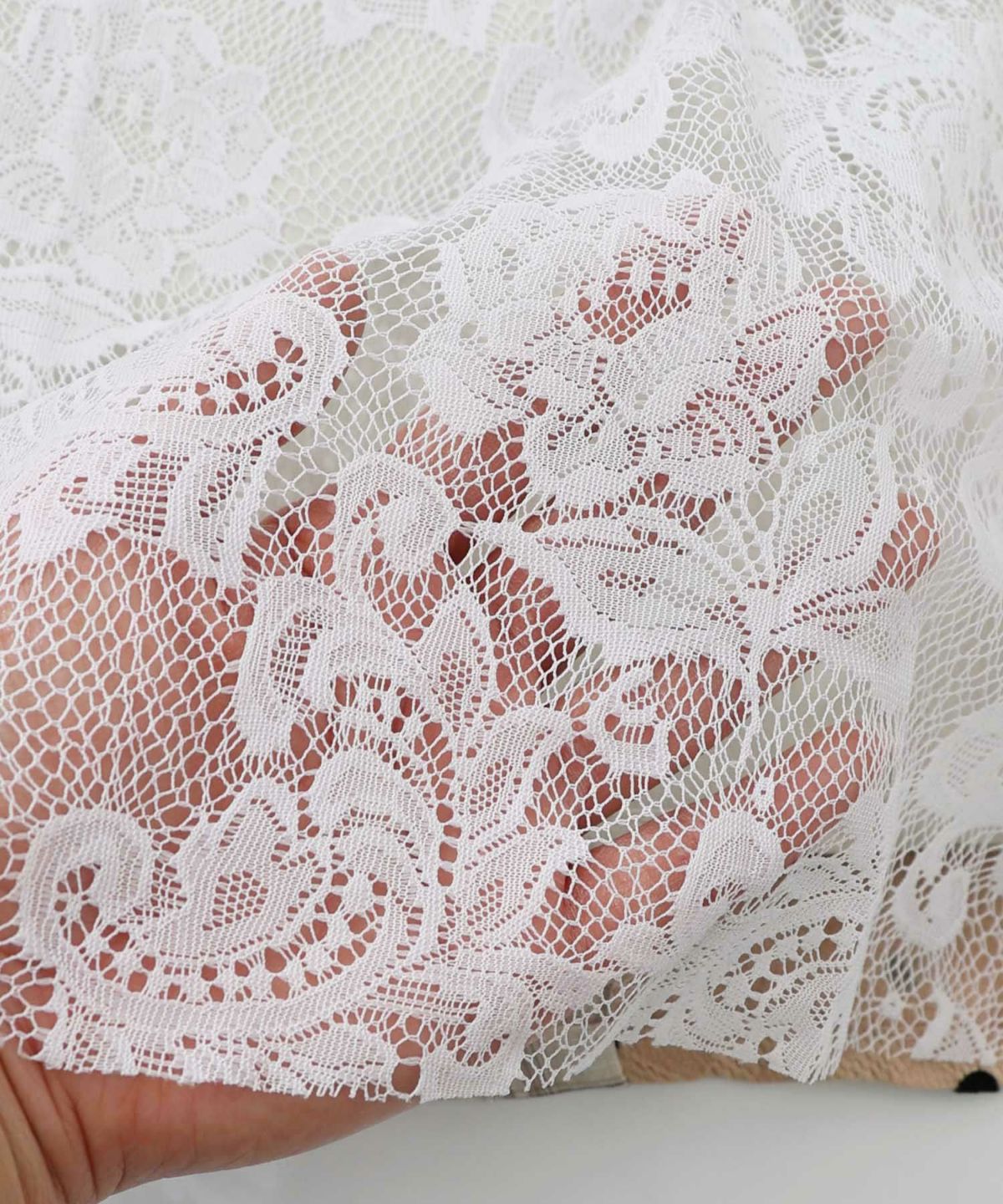 ドット×チェック×チュール×レース切替スカート-25