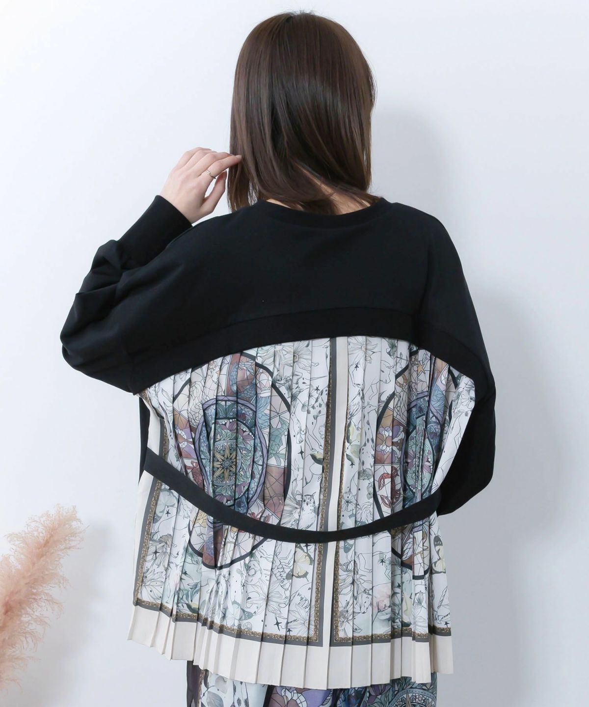 星座×ステンドグラス柄プリーツ切替プルオーバー-2