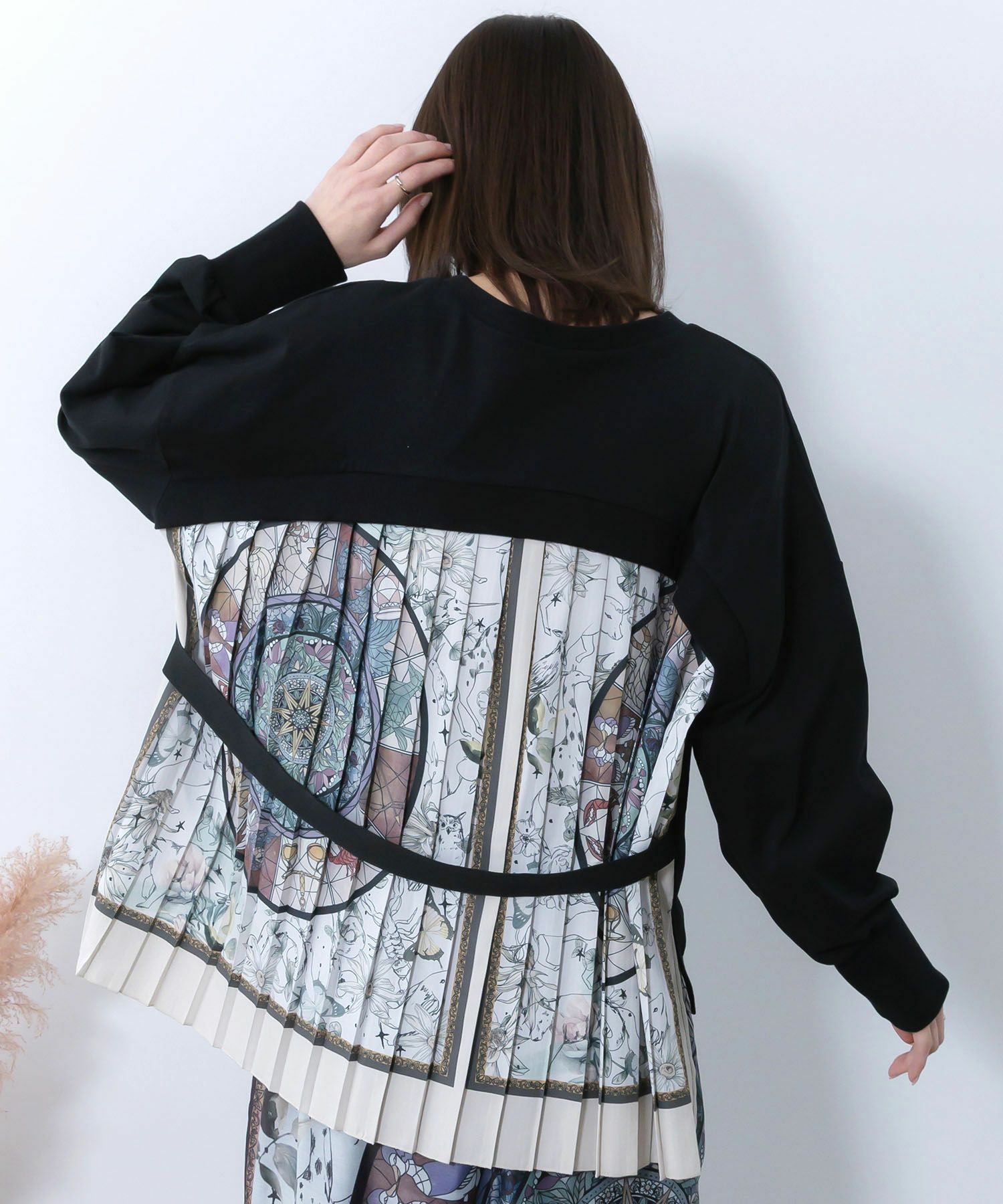 星座×ステンドグラス柄プリーツ切替プルオーバー-5