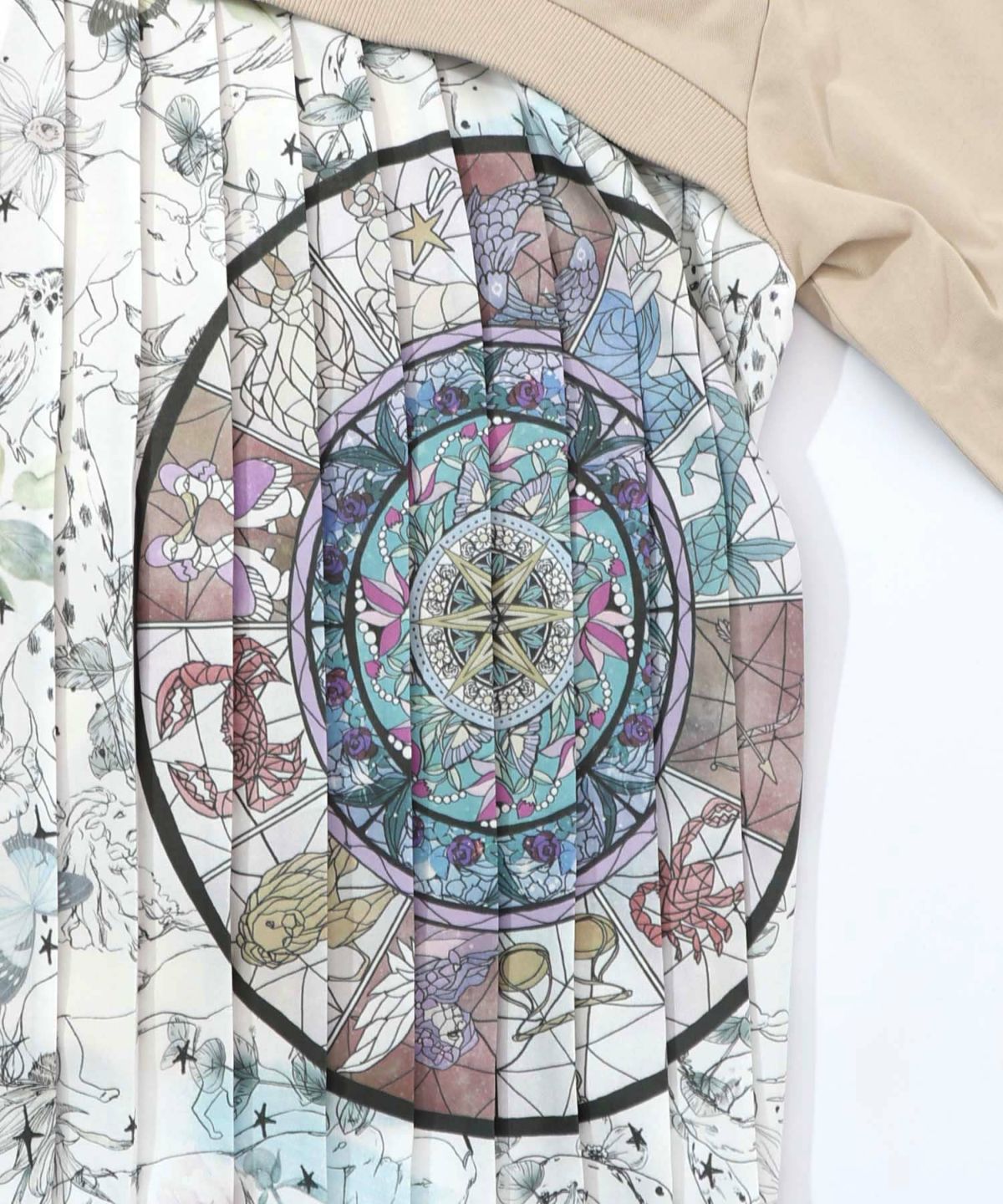 星座×ステンドグラス柄プリーツ切替プルオーバー-16