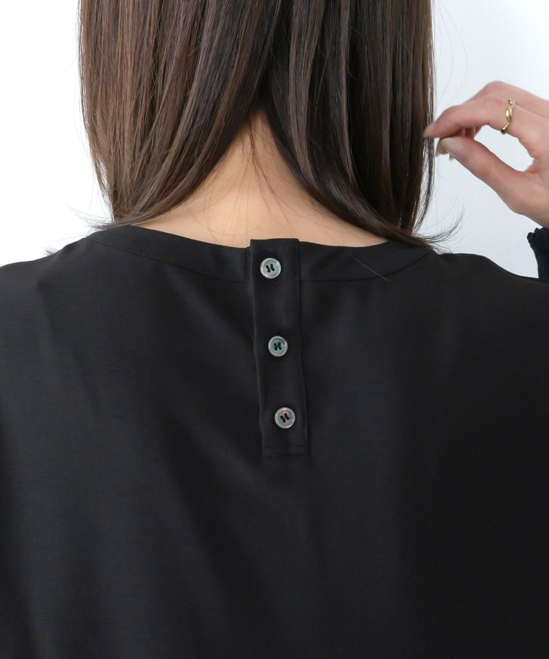 花蝶刺繍シャーリング生地ティアード風ワンピース-10