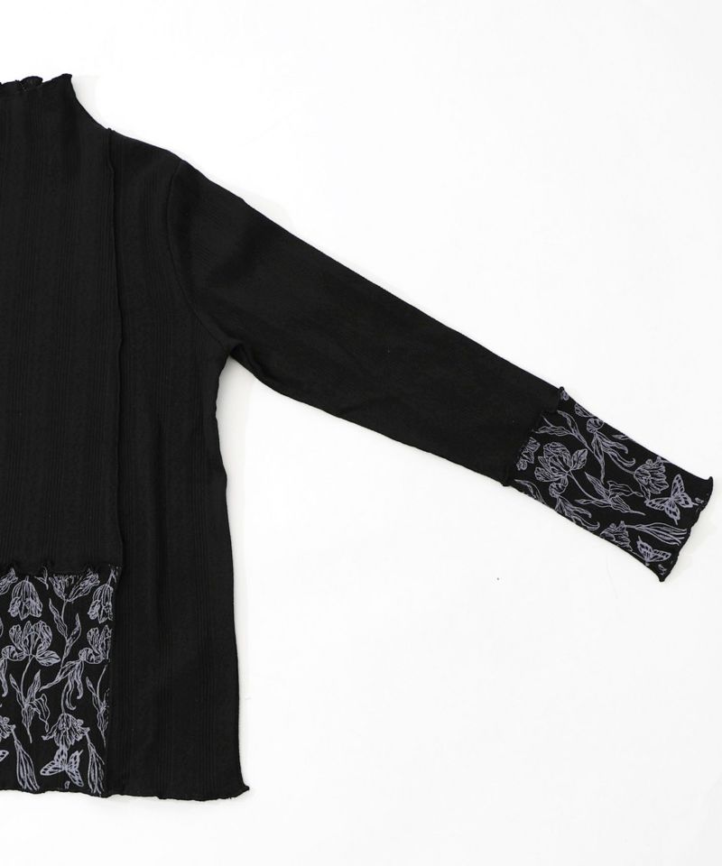 花蝶刺繍テレコ素材メロウ入りインナー-18