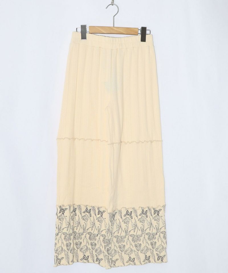 花蝶柄テレコ素材メロウ入りパンツ-8