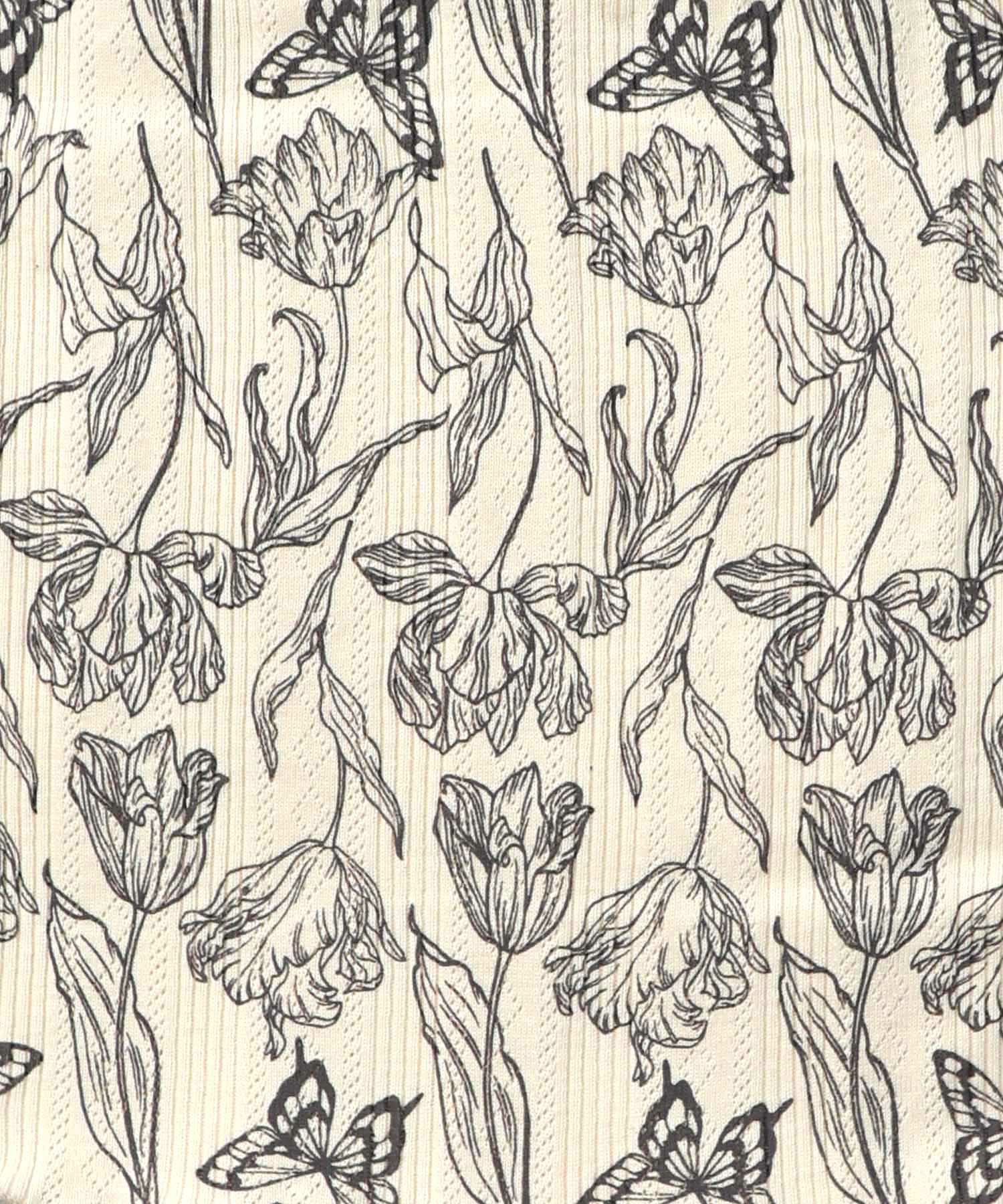 花蝶柄テレコ素材メロウ入りパンツ-9