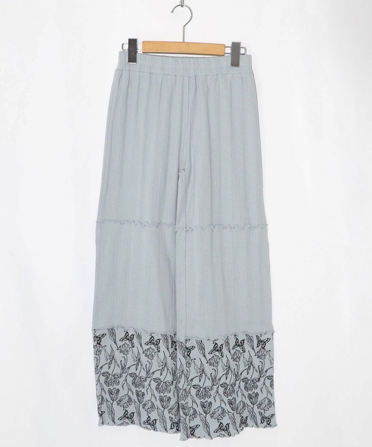 花蝶柄テレコ素材メロウ入りパンツ-12