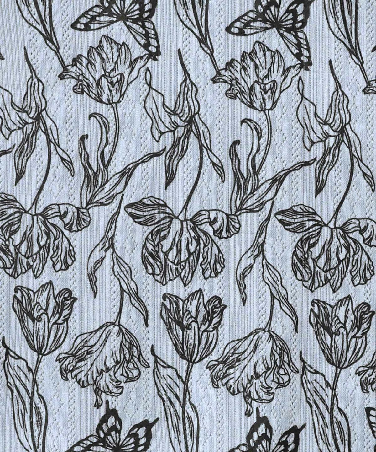 花蝶柄テレコ素材メロウ入りパンツ-13