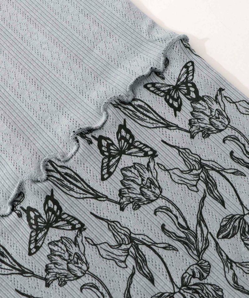 花蝶柄テレコ素材メロウ入りパンツ-16