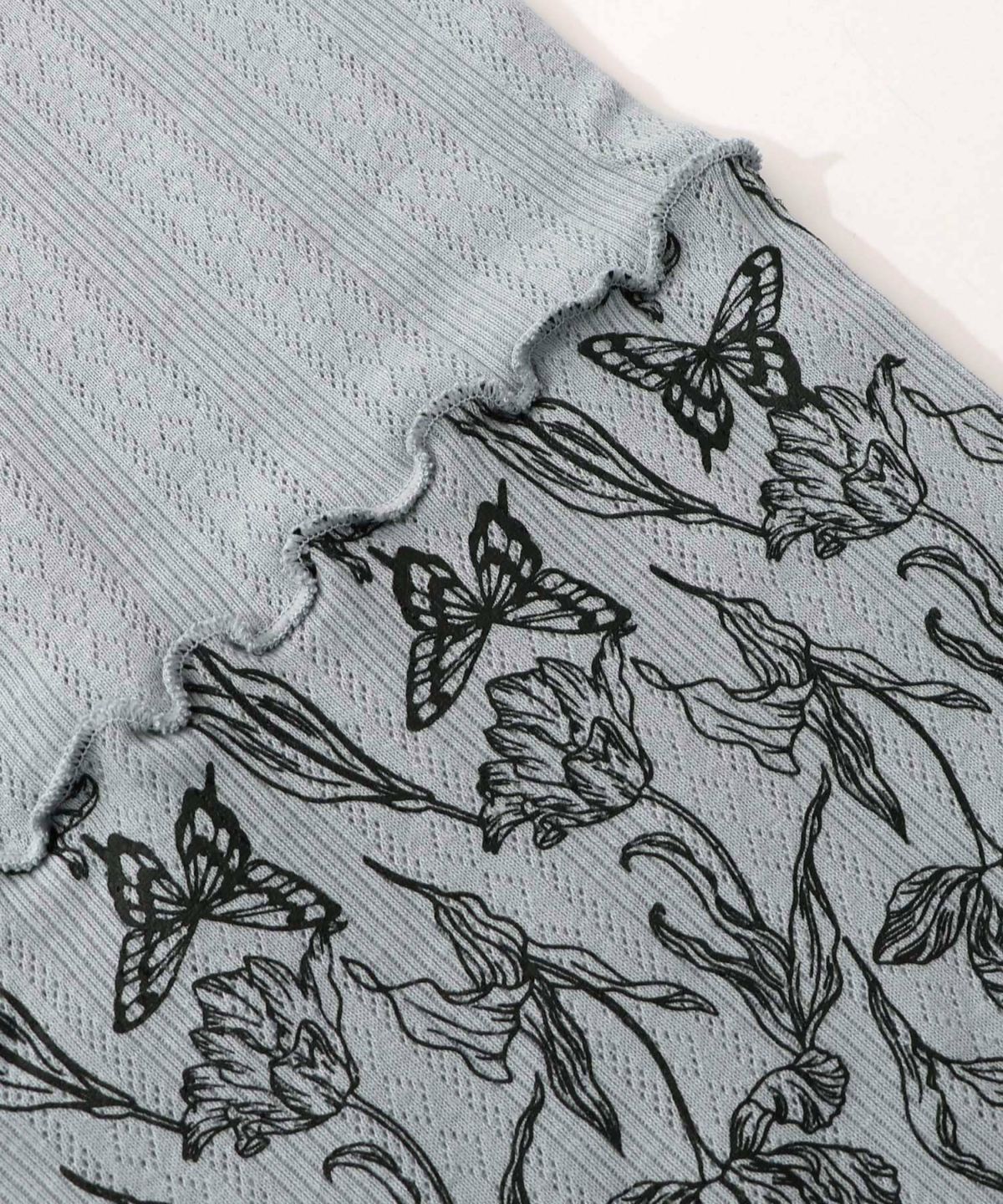 花蝶柄テレコ素材メロウ入りパンツ-16