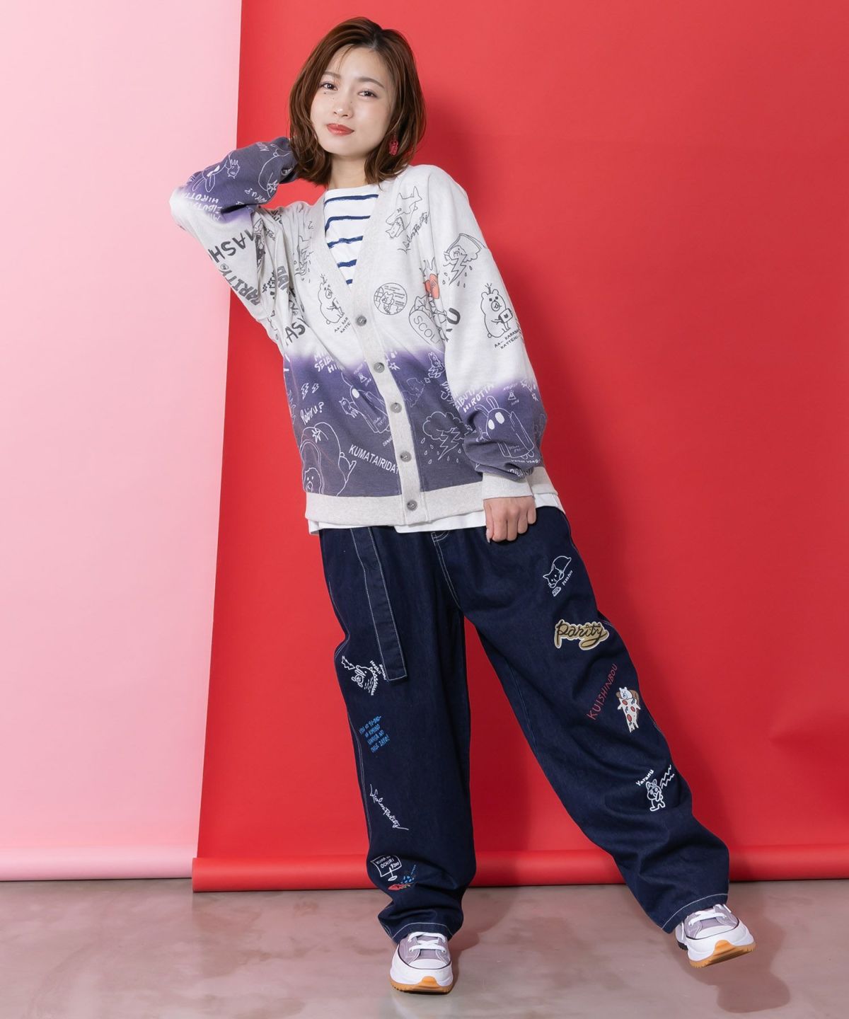 らくがき風ワッペンベルト付きパンツ-2