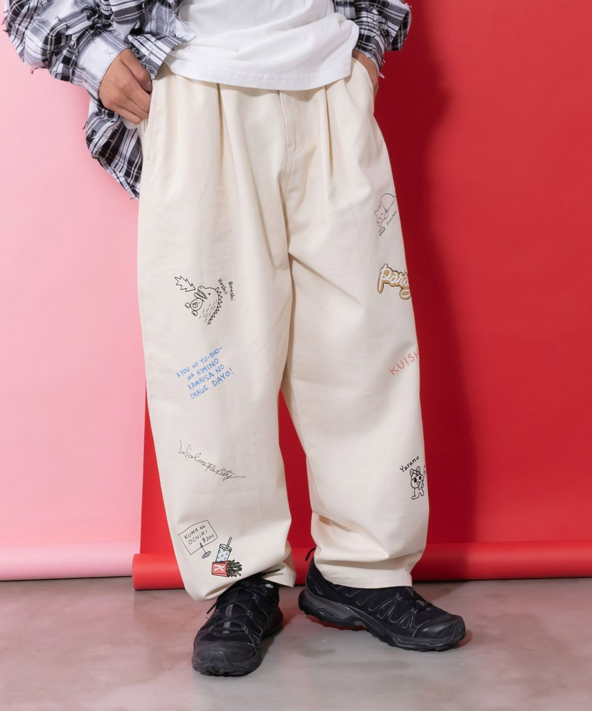 らくがき風ワッペンベルト付きパンツ-11