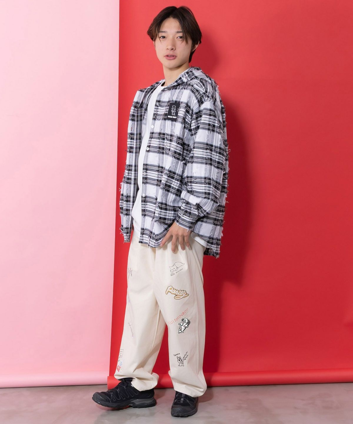 らくがき風ワッペンベルト付きパンツ-12