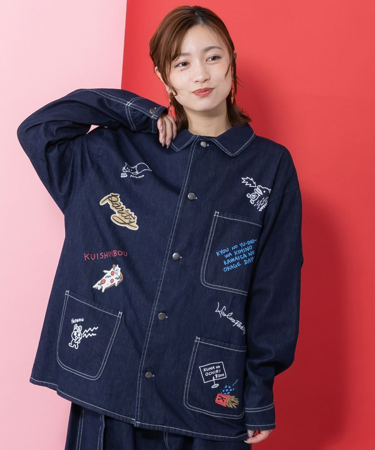 らくがき風ワッペンシャツジャケット-2