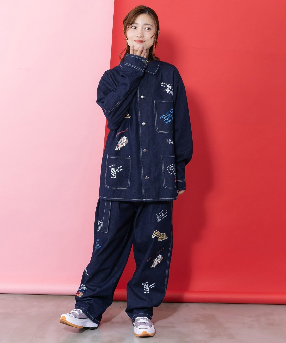 らくがき風ワッペンシャツジャケット-3