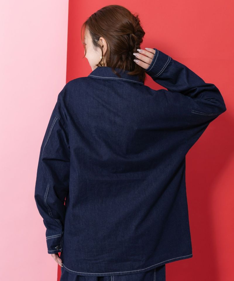 らくがき風ワッペンシャツジャケット-6