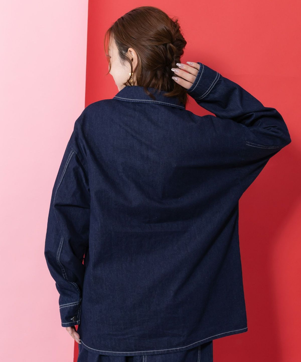 らくがき風ワッペンシャツジャケット-6