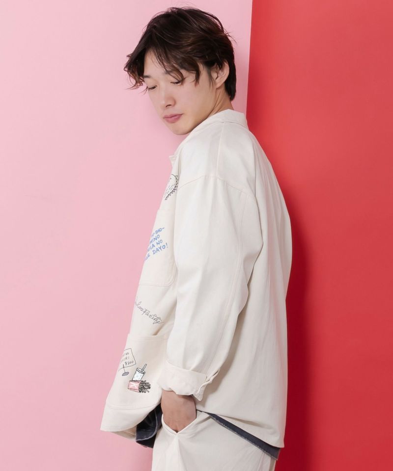 らくがき風ワッペンシャツジャケット-14