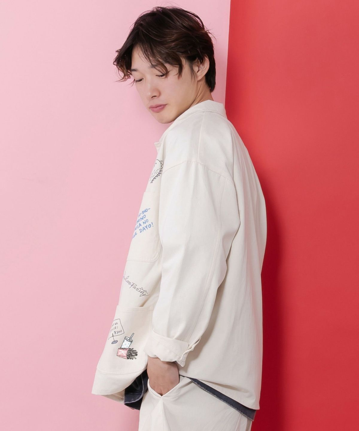 らくがき風ワッペンシャツジャケット-14