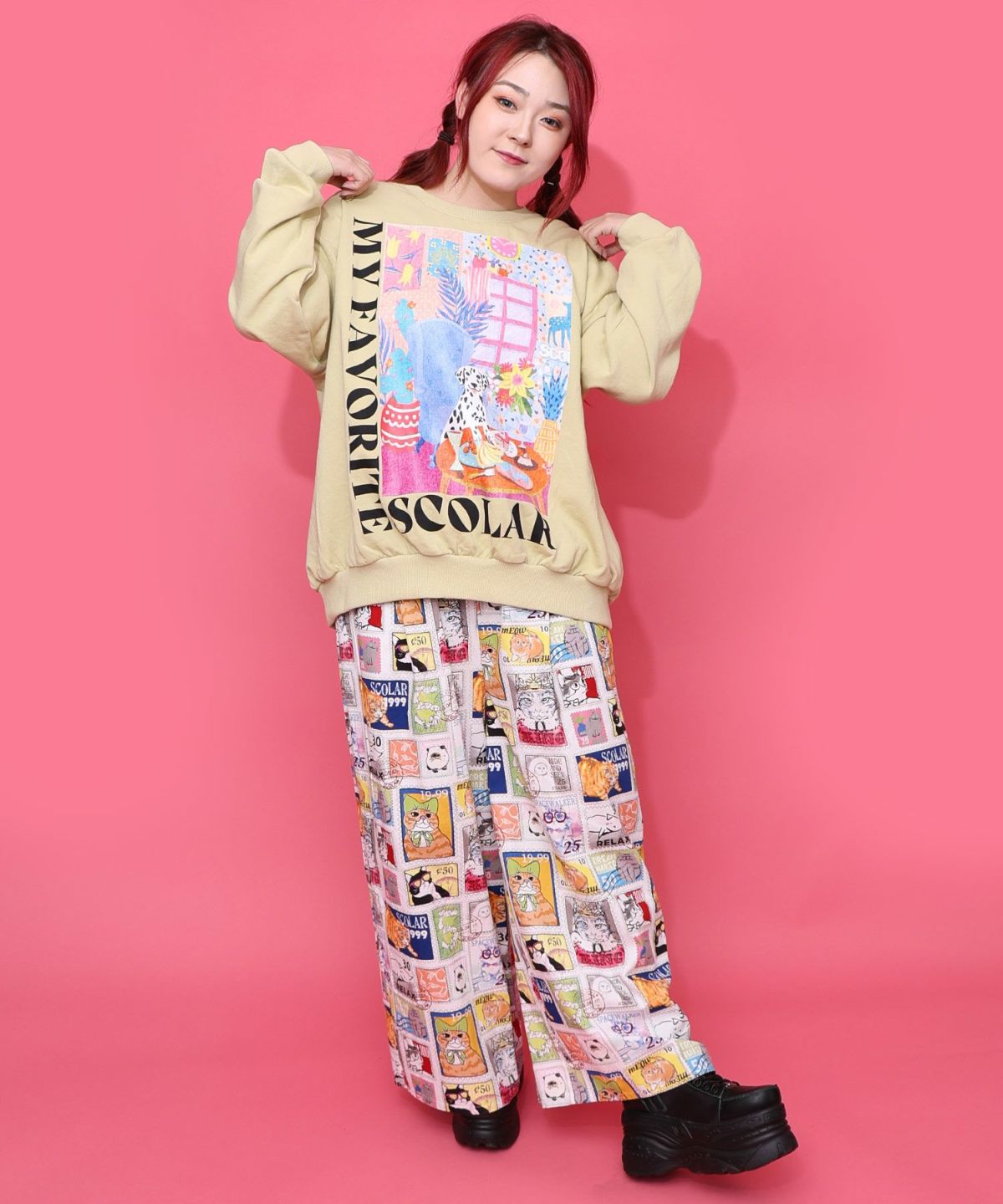 スカラールーム柄裏毛プルオーバー-2