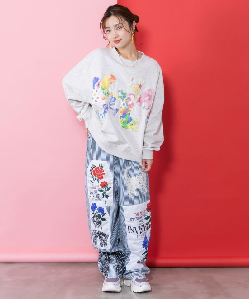 スカラー総柄ロゴアップリケ裏毛プルオーバー-2