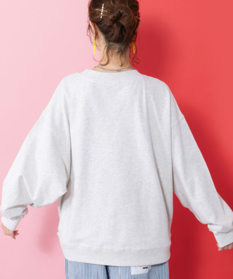 スカラー総柄ロゴアップリケ裏毛プルオーバー-6