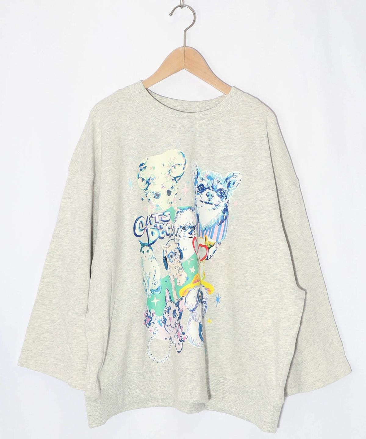 ラメ入りわんにゃん柄裏毛プルオーバー-10