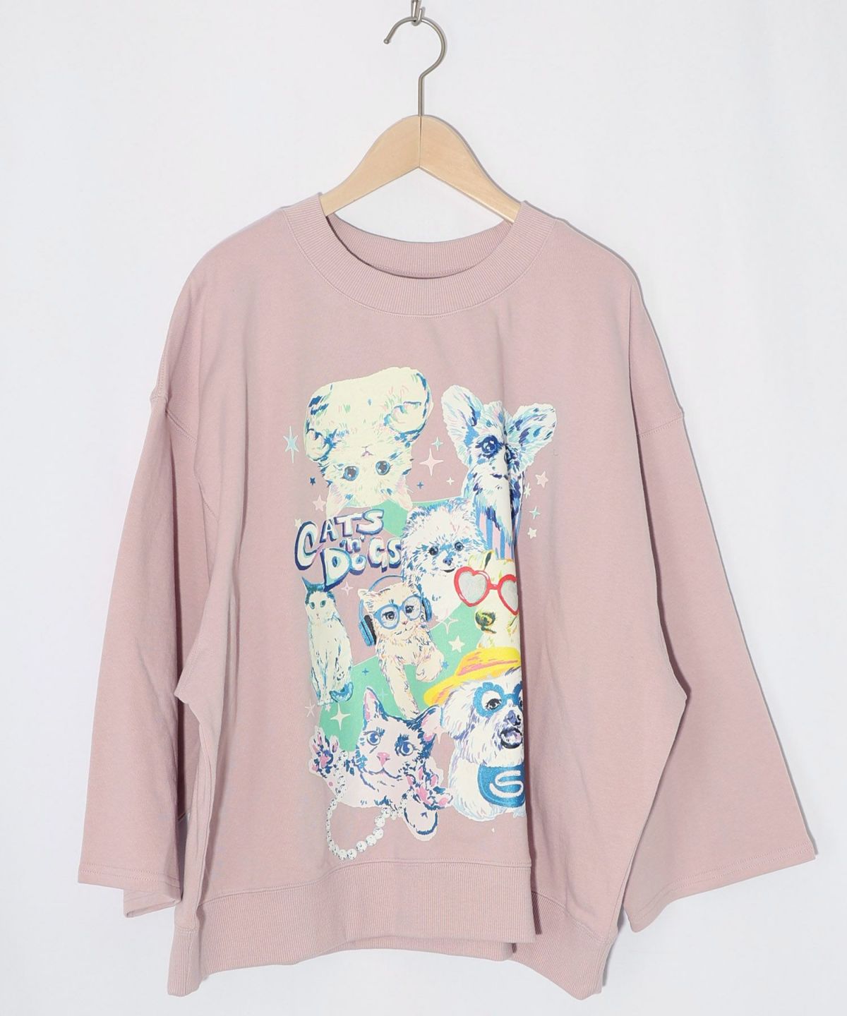 ラメ入りわんにゃん柄裏毛プルオーバー-12