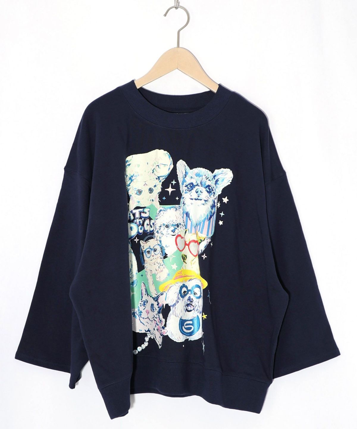 ラメ入りわんにゃん柄裏毛プルオーバー-14