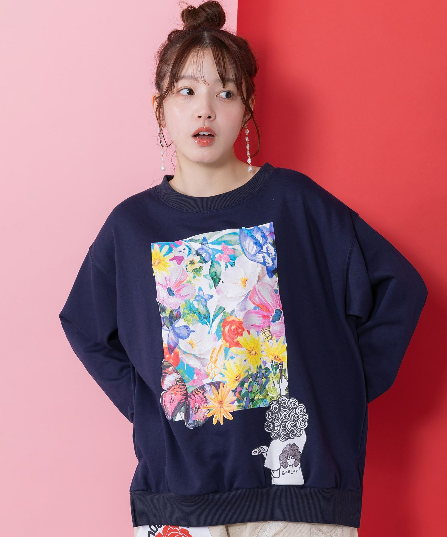 153764：スカラーガーランド柄裏毛チュニックの通販-ScoLar