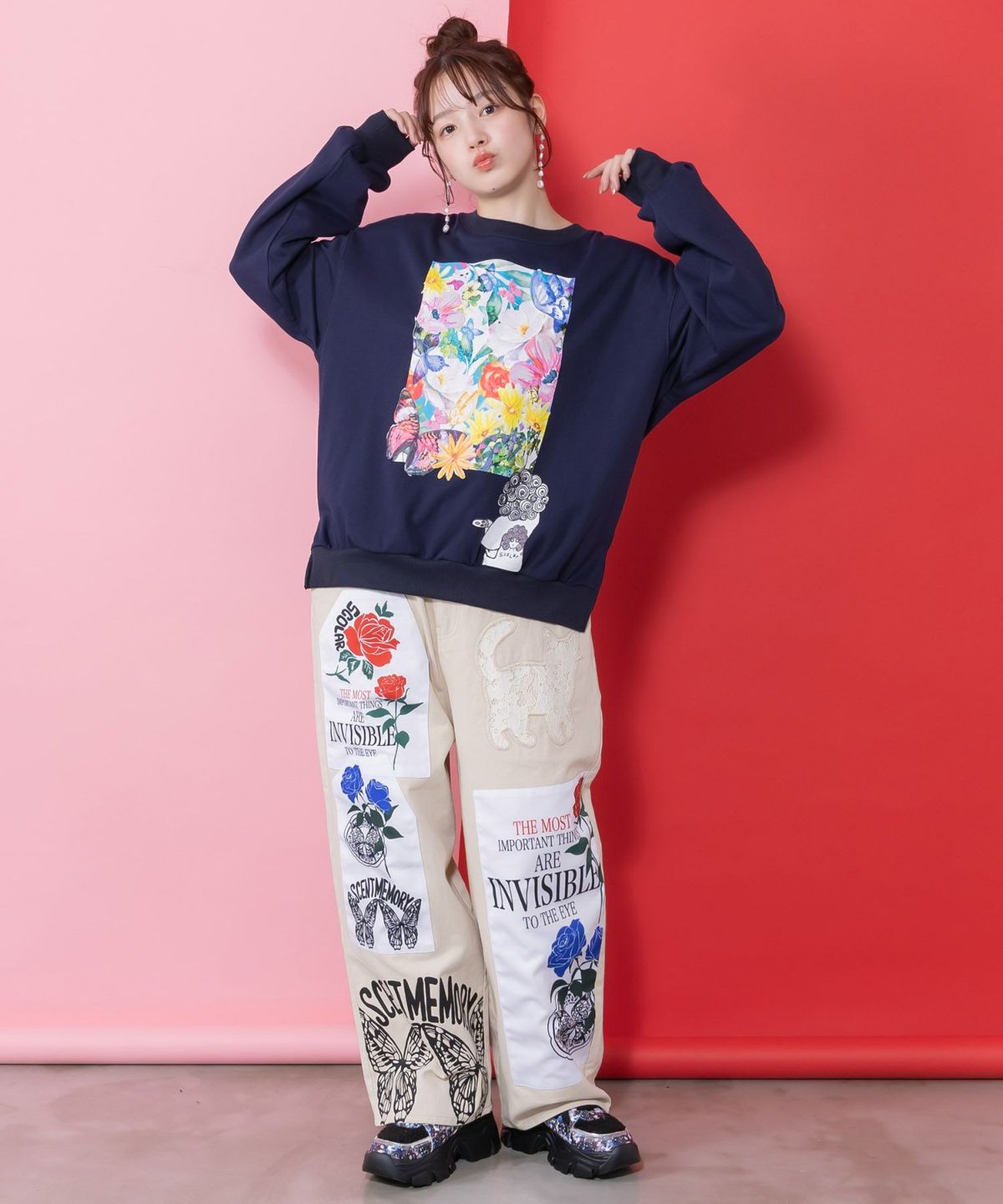 画家スカラーちゃんキャンバス柄プルオーバー-2