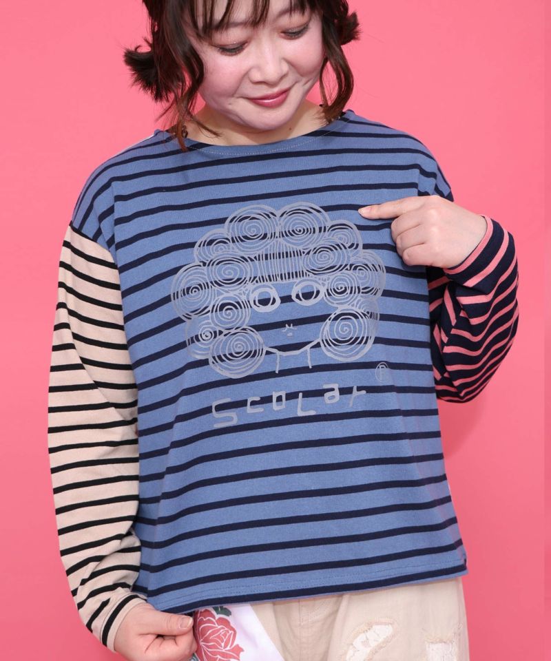 スカラーちゃん×ミックス配色ボーダープルオーバー-4