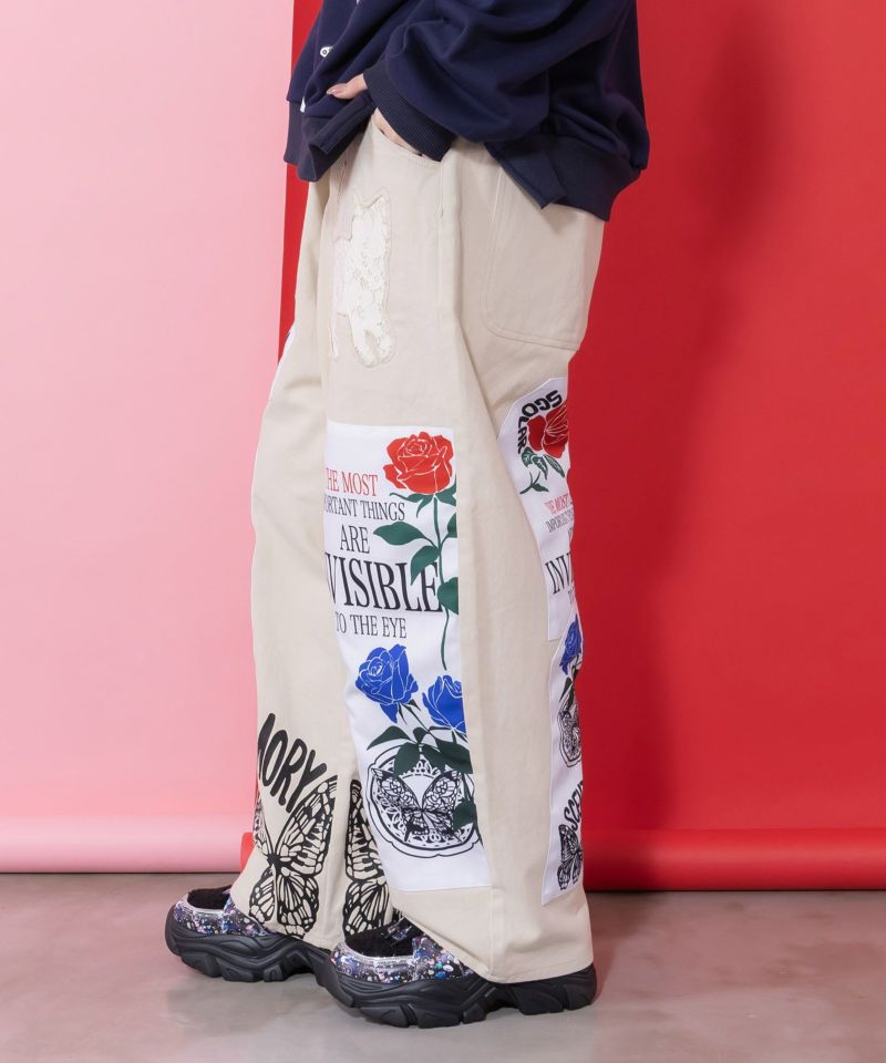 アップリケ×刺繍デニムorツイルパンツ-3