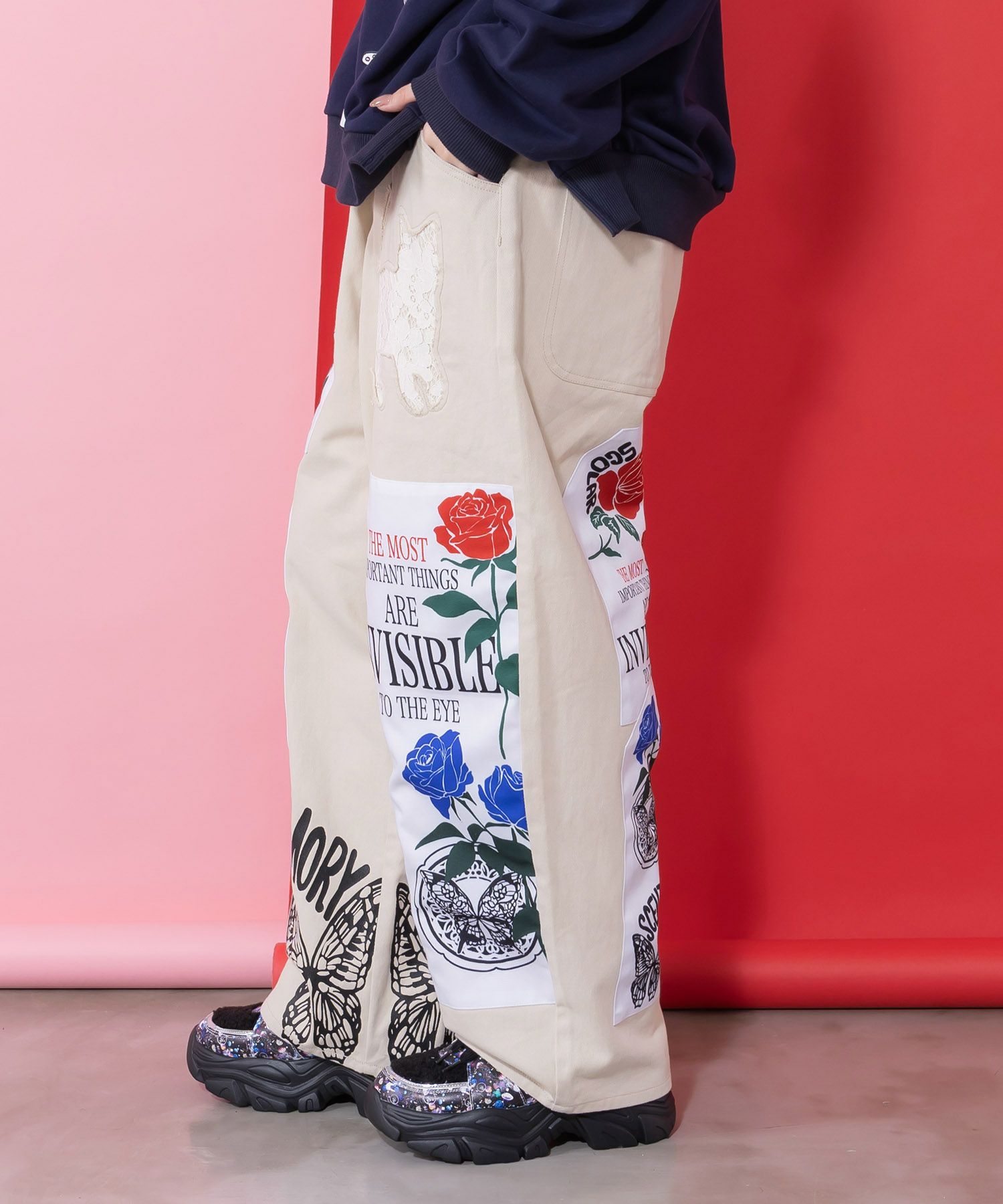 アップリケ×刺繍デニムorツイルパンツ-3