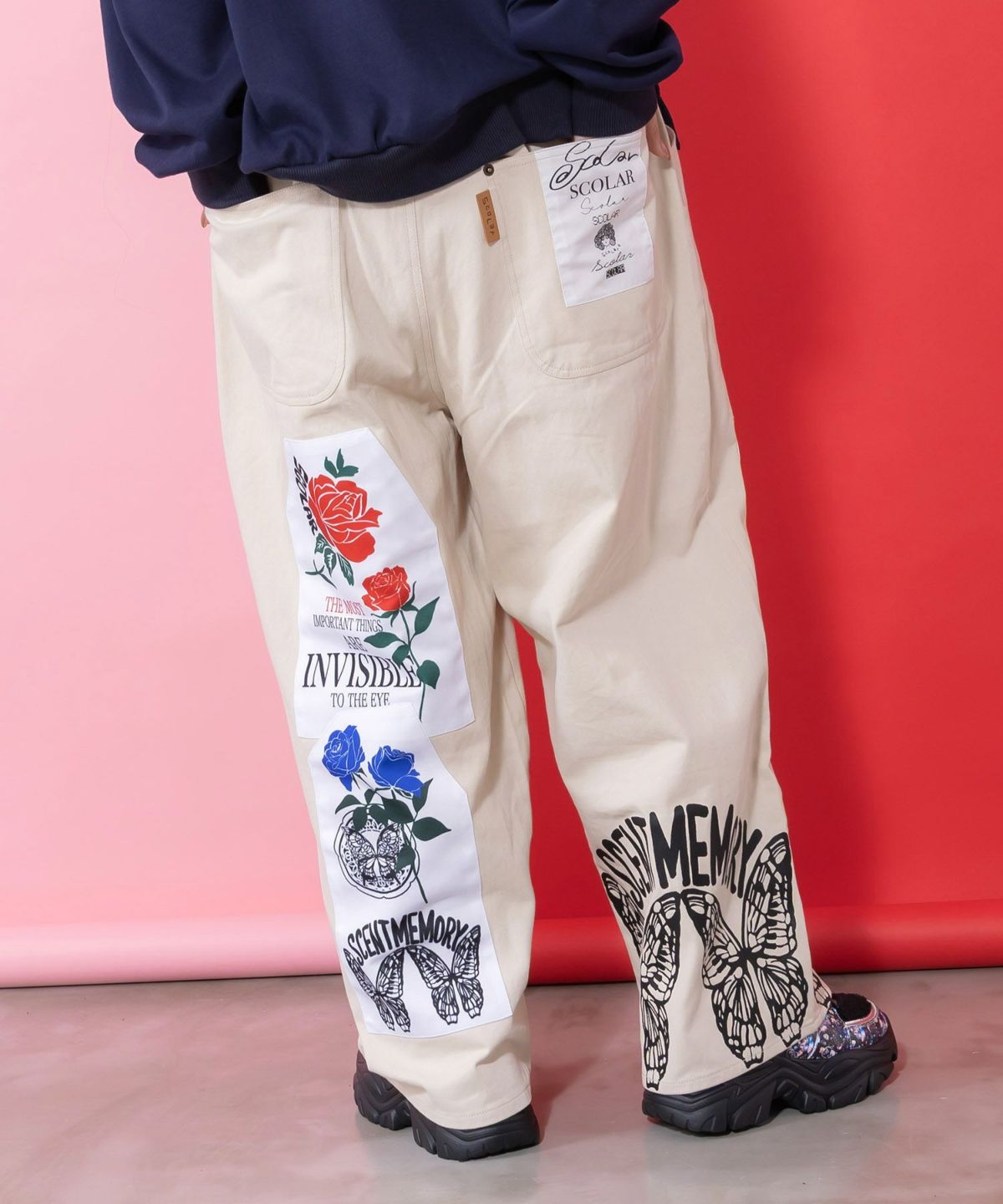 アップリケ×刺繍デニムorツイルパンツ-4