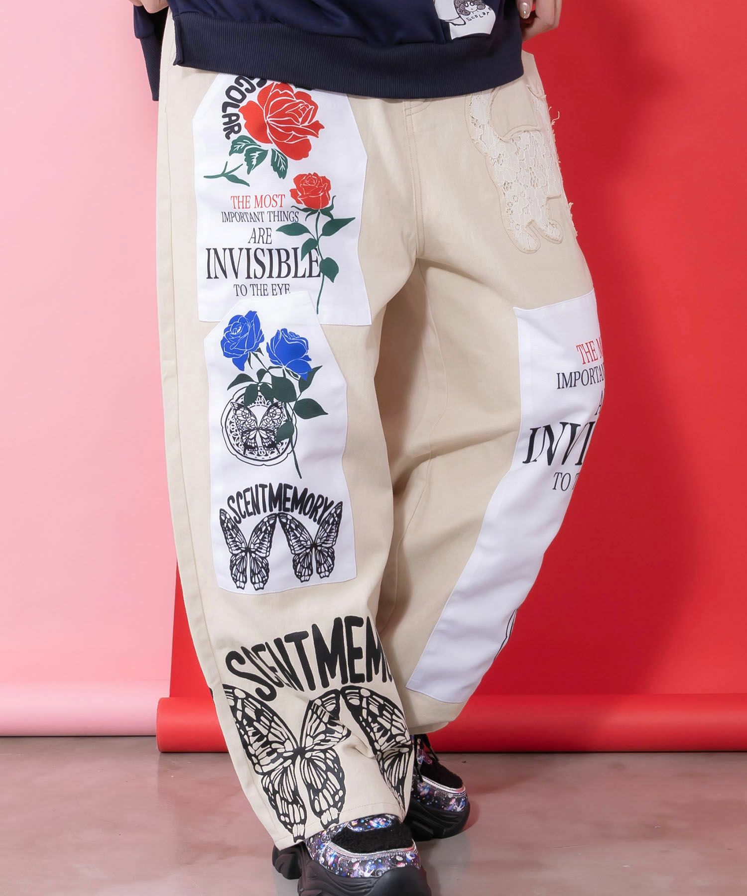 アップリケ×刺繍デニムorツイルパンツ-6