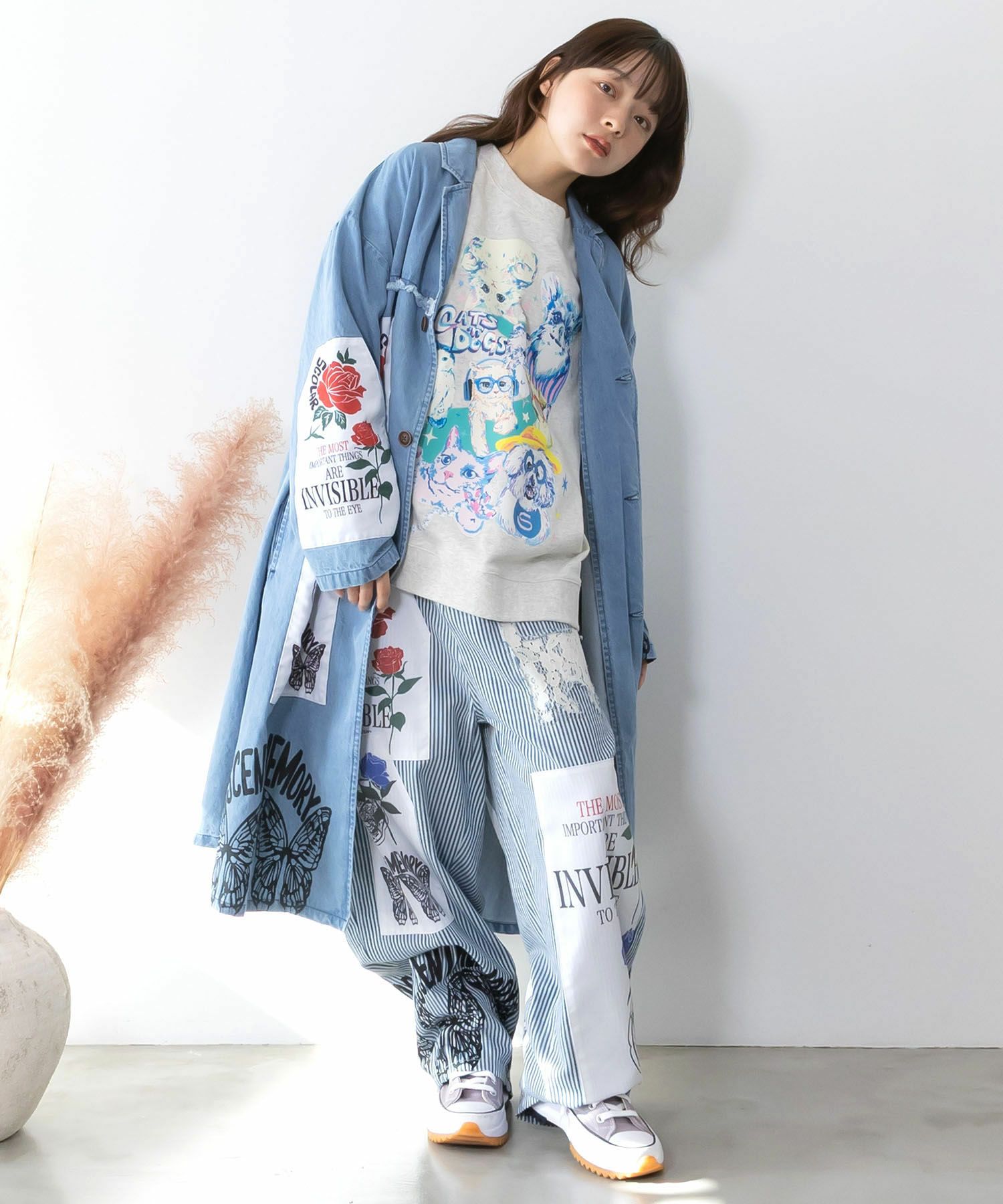 アップリケ×刺繍デニムorツイルパンツ-18