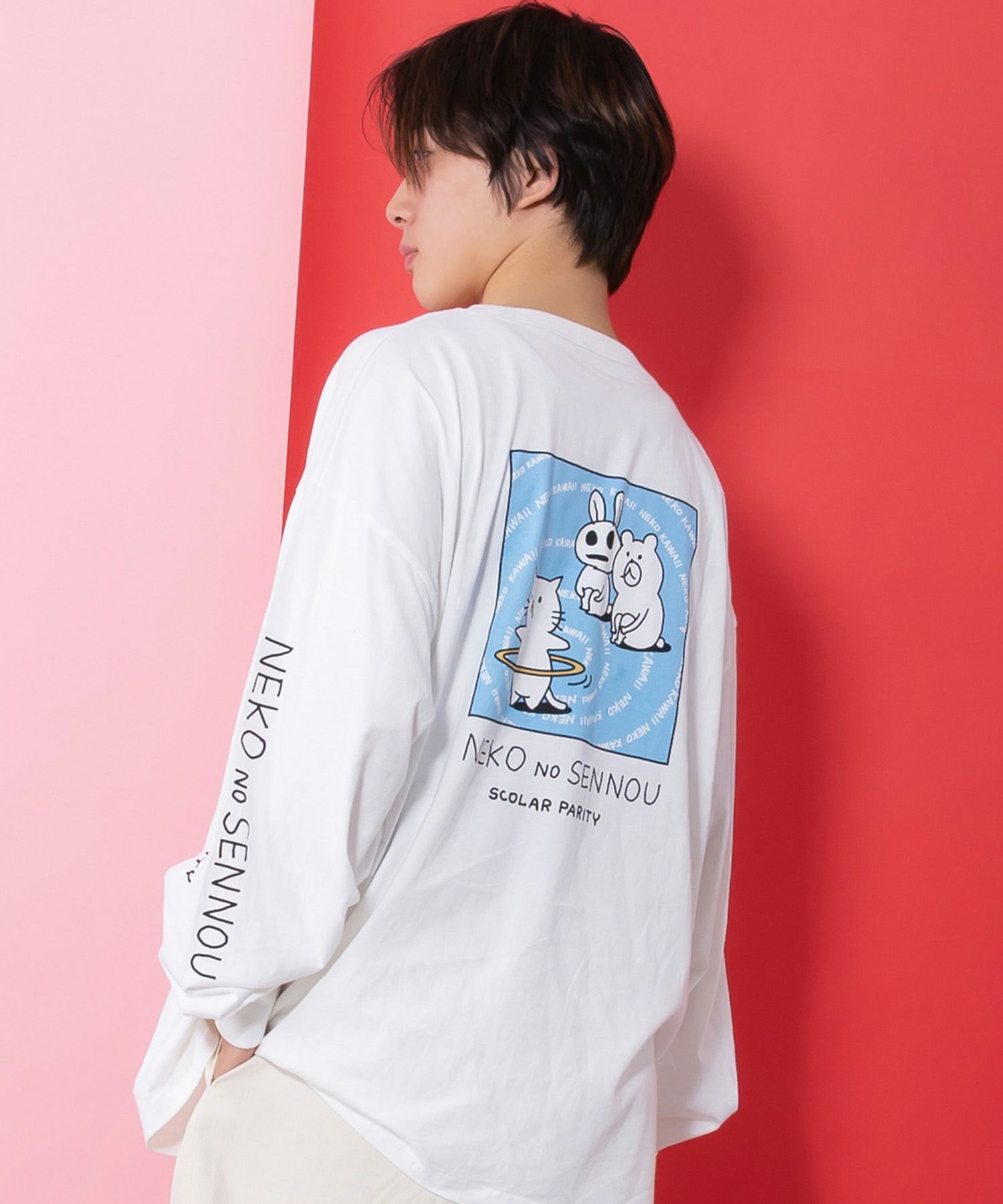 361105：ネコの洗脳柄ロングスリーブTシャツの通販-ScoLar