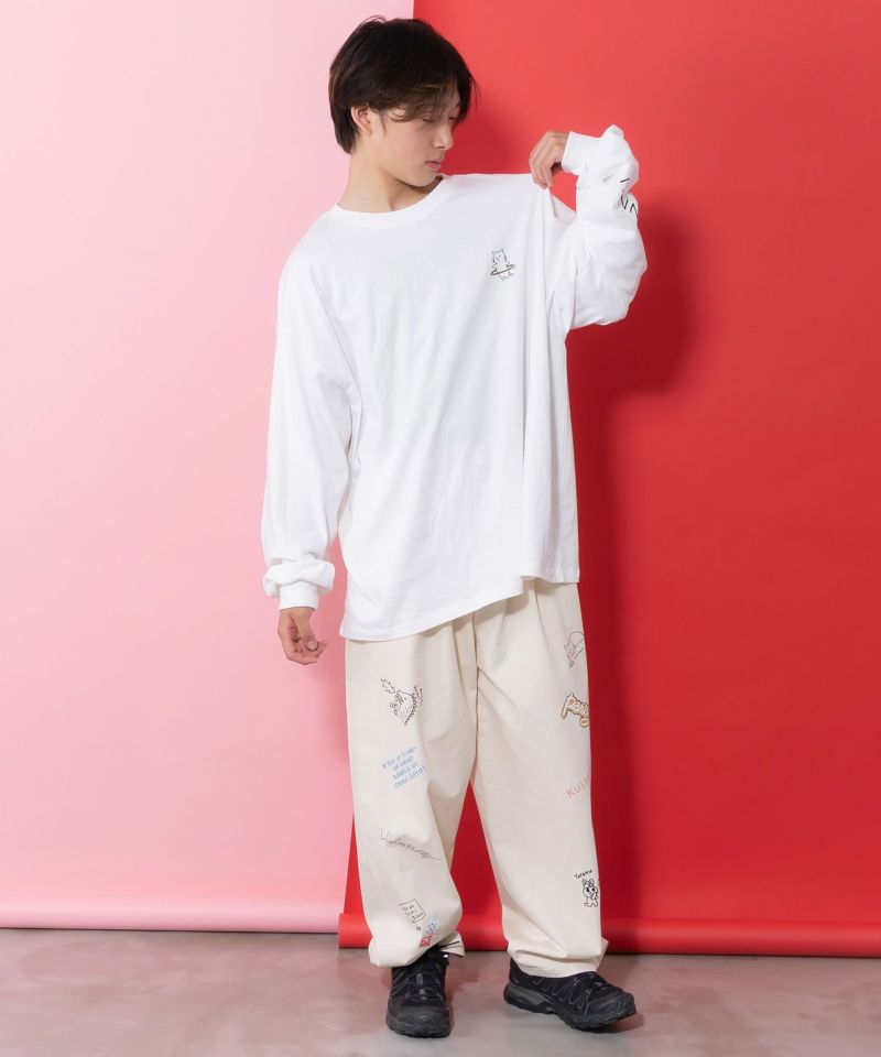 ネコの洗脳柄ロングスリーブTシャツ-3