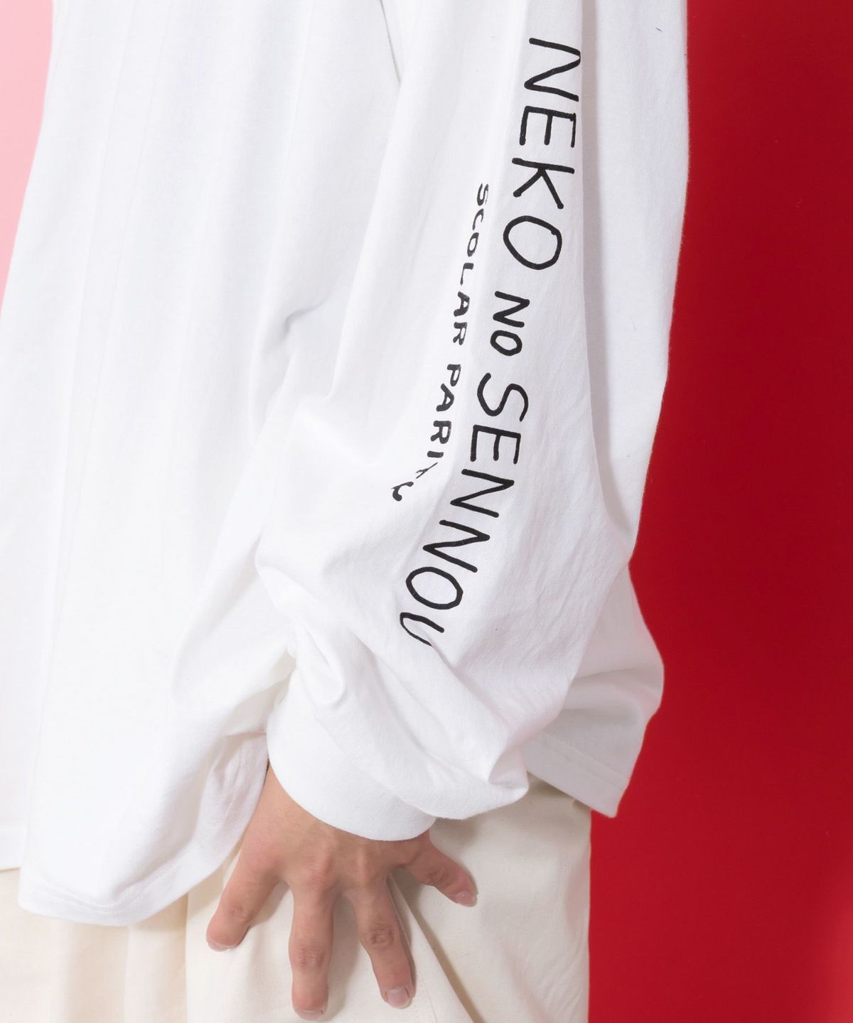 ネコの洗脳柄ロングスリーブTシャツ-7