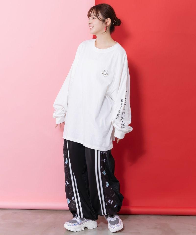 ネコの洗脳柄ロングスリーブTシャツ-10