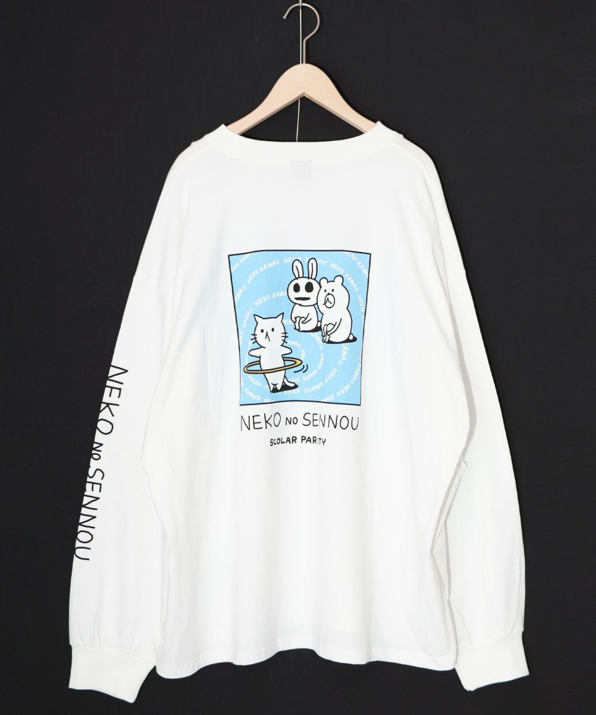 ネコの洗脳柄ロングスリーブTシャツ-15