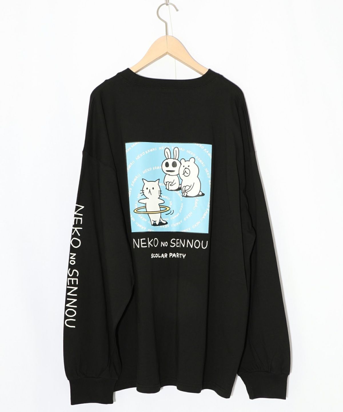 ネコの洗脳柄ロングスリーブTシャツ-18