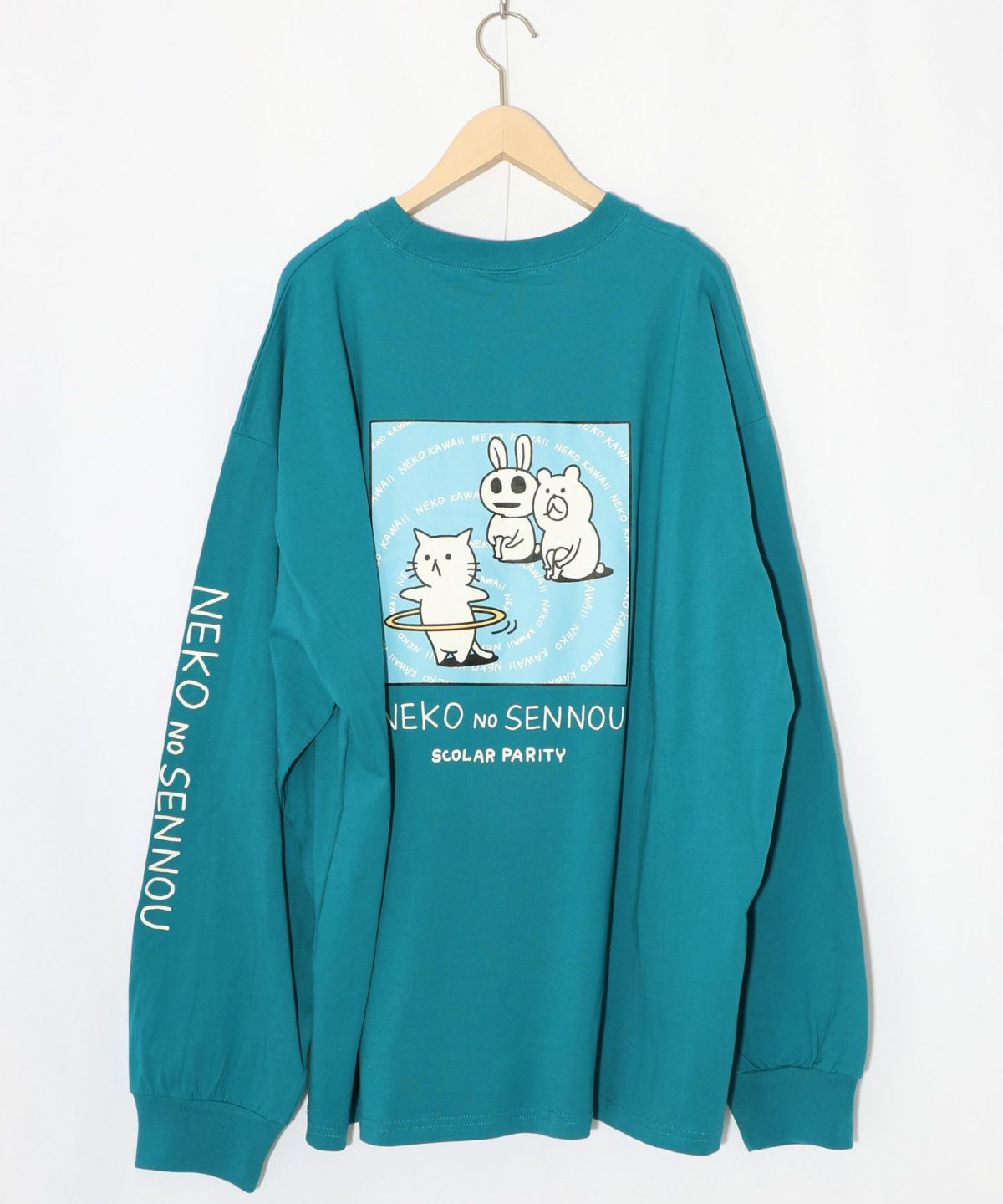 ネコの洗脳柄ロングスリーブTシャツ-21