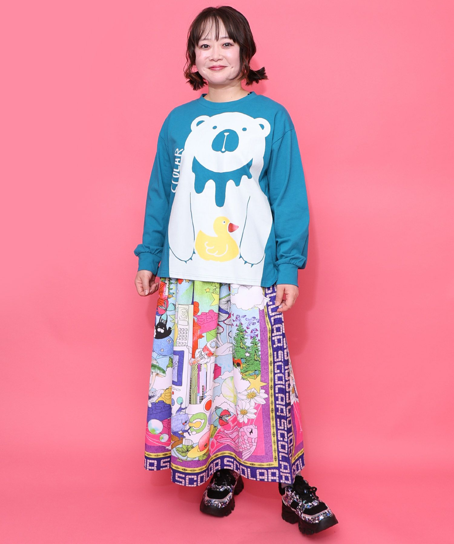 くま吉くんとアヒル柄ロンT-2