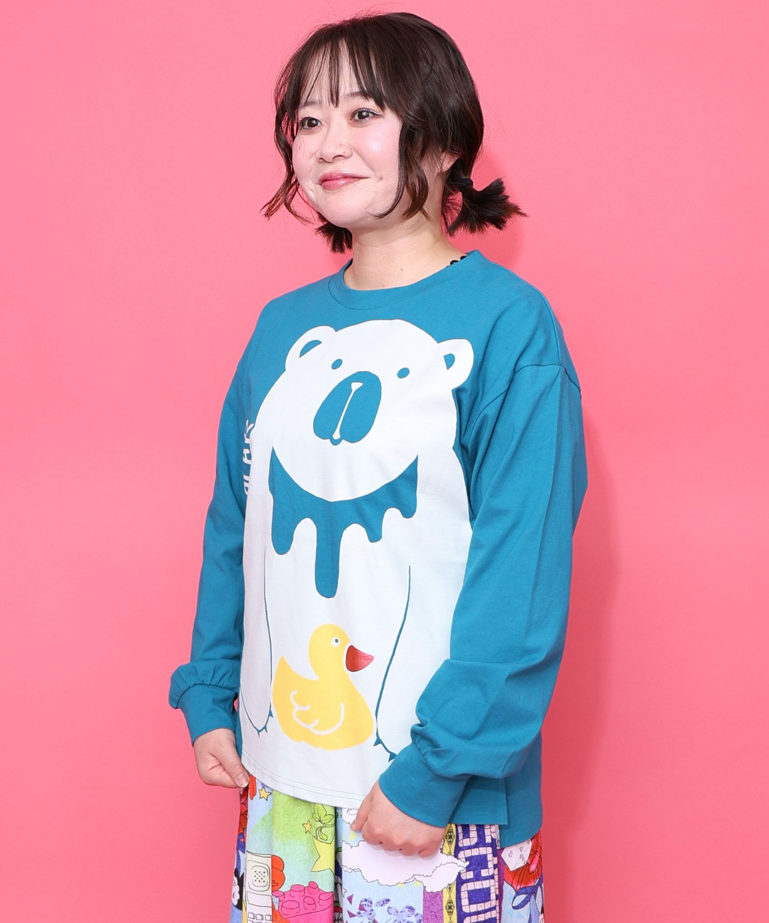 くま吉くんとアヒル柄ロンT-3
