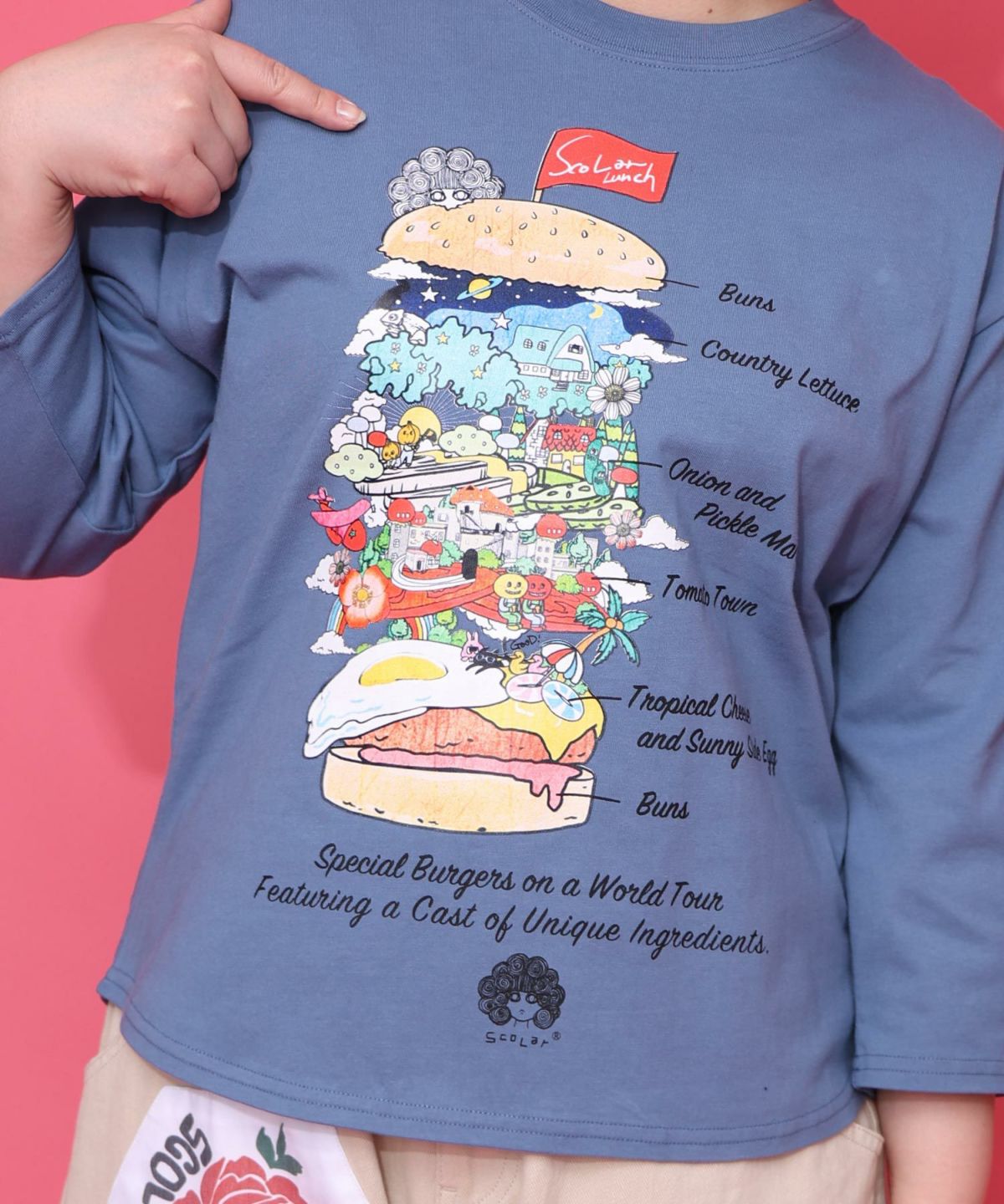 スカラーバーガータウン柄Tシャツ-8