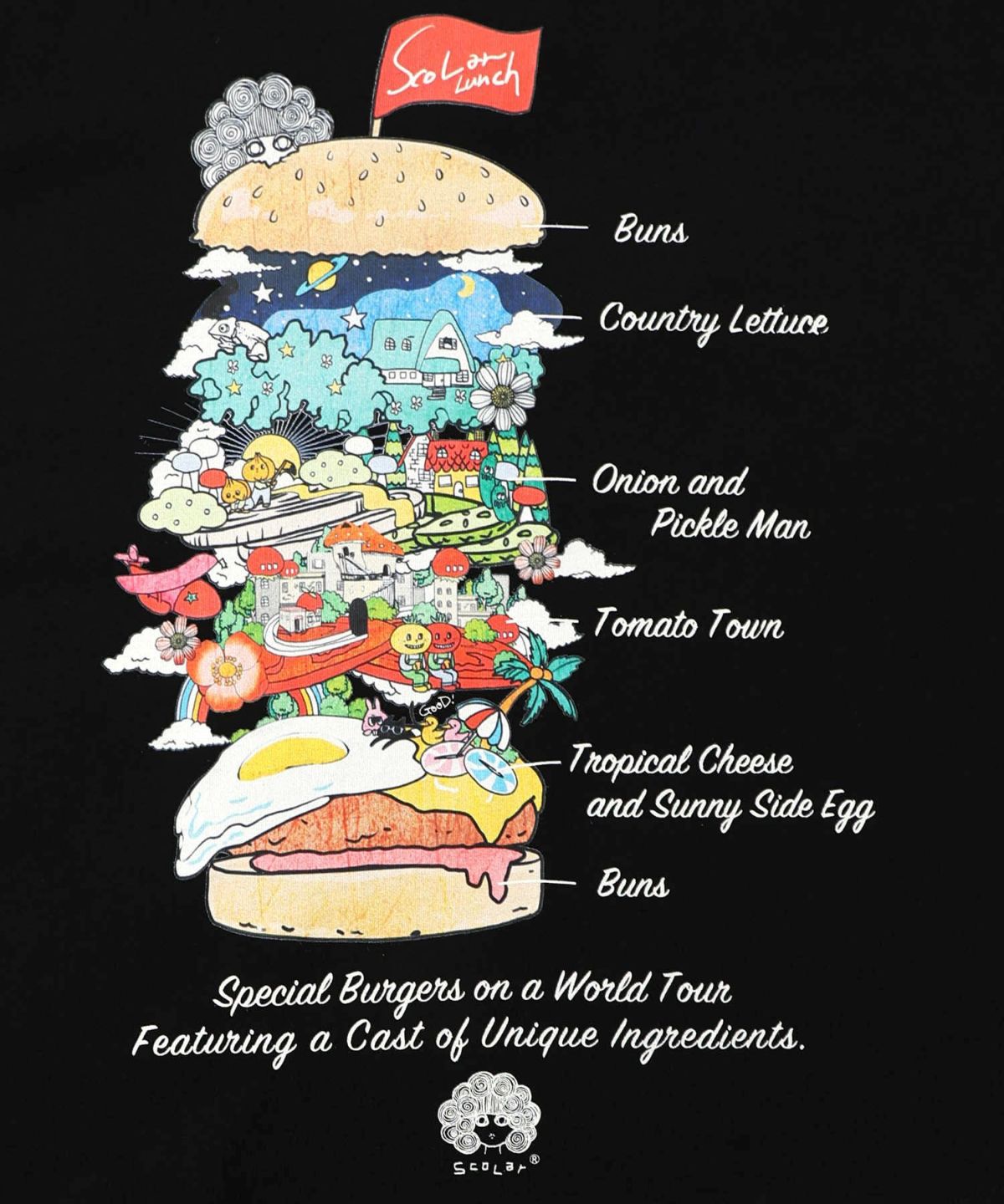 スカラーバーガータウン柄Tシャツ-12